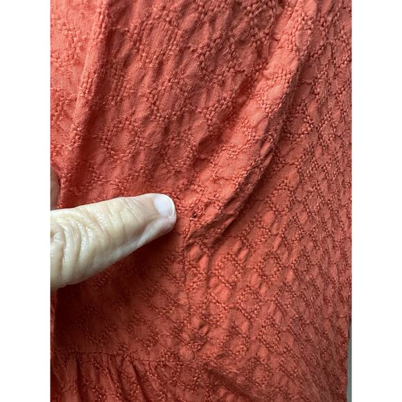 Women’s Babydoll Top Plus Sz 1X Short Sleeves Orange Rust Color Boho - Picture 3 of 15